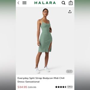 Halara midi dress. Split hem, cross and tie back.